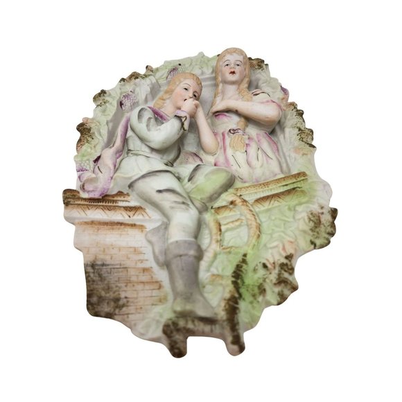 Antique Victorian Bisque Porcelain 3D Relief Wall Plaque 10 in x 7 in x 1.25 in - Picture 1 of 10